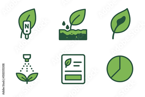 Various green icons representing gardening and plant care activities in a visually appealing layout