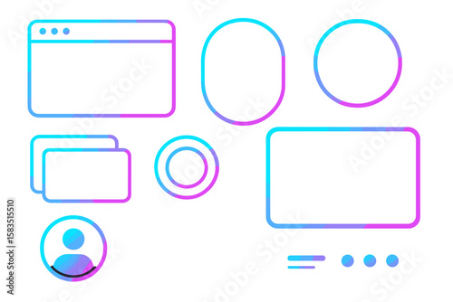 Outline of user interface elements in vibrant colors for digital design applications
