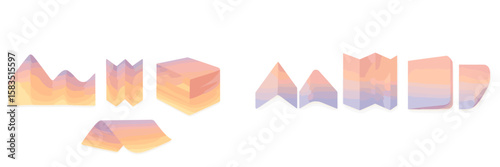 Colorful paper shapes arranged in a creative display showcasing gradient hues at a design studio