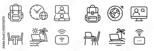 Digital nomads connect online while traveling to tropical destinations during work hours