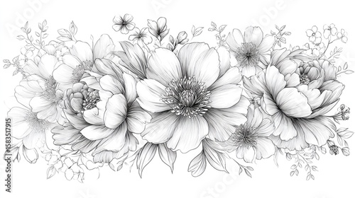 Wallpaper Mural Detailed black and white floral design. Torontodigital.ca