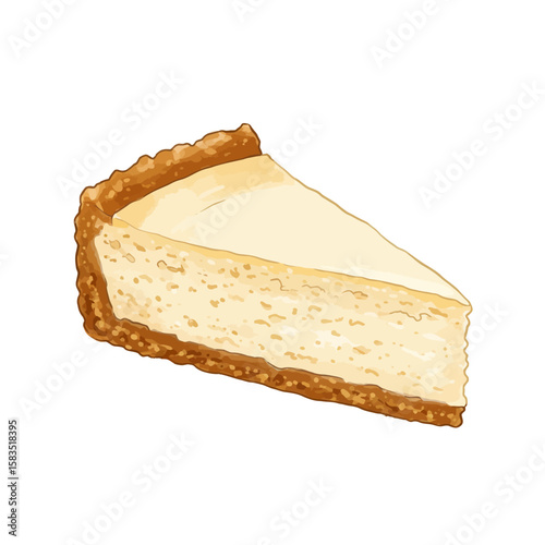 Delicious slice of cheesecake illustration isolated on white background dessert food sweet pastry