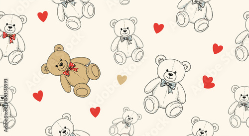 Charming teddy bears and hearts cute kawaii baby shower party invitation background design