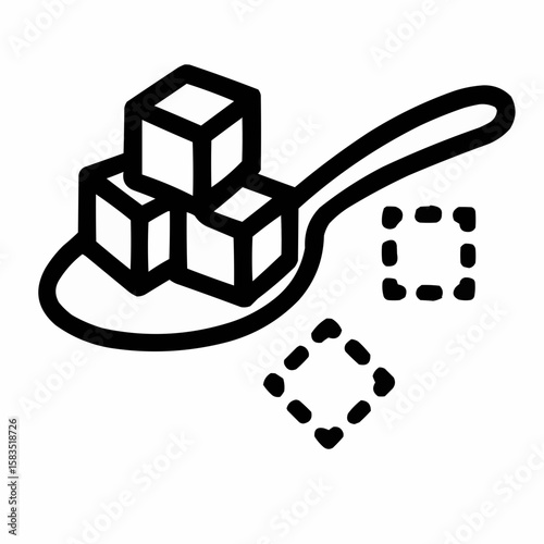 Spoon with disappearing sugar cubes. Intake limitation