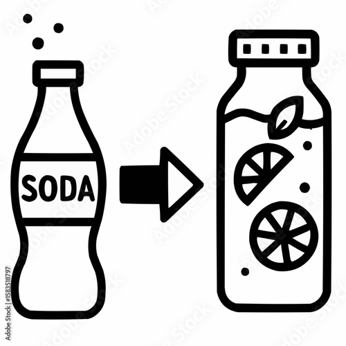Arrow transforming soda to infused water. Better alternatives