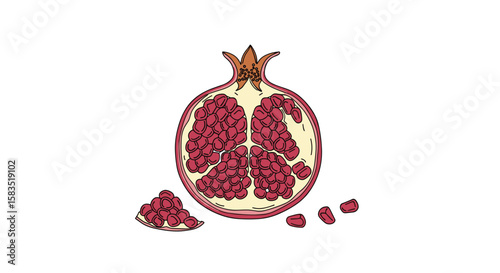 Juicy pomegranate fruit seeds arils healthy food refreshing snack delicious natural organic