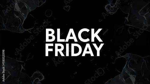 Black Friday words paired with shopping bags on a black canvas, symbolizing online sales and retail events.