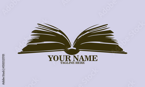 Book lover day vector illustration. open book drawing with book lovers day and logo design