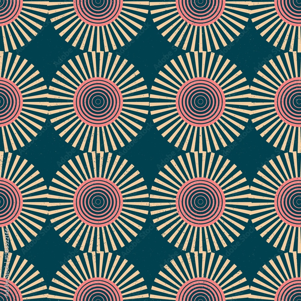 Fototapeta premium Retro pattern Instagram post background, hypnotic geometric design