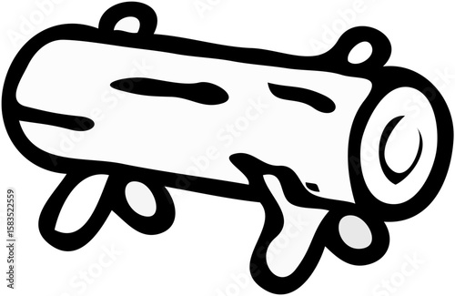 Stylized illustration of a log with dripping sap or resin, depicted in a simple, cartoon-like manner.