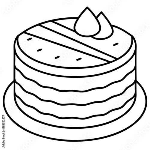 Dobos Torte line art vector