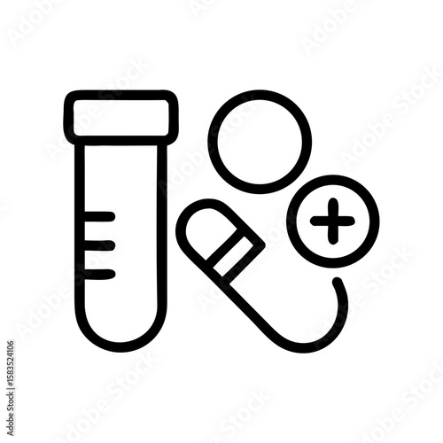 Test tube and pills for clinical trial medical research concept  
