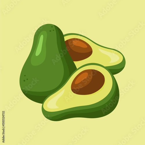 fresh fruit avocado illustration vector stock
