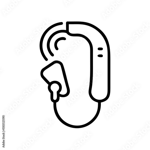 Hearing aid icon in minimalist outline style for assistive technology  
