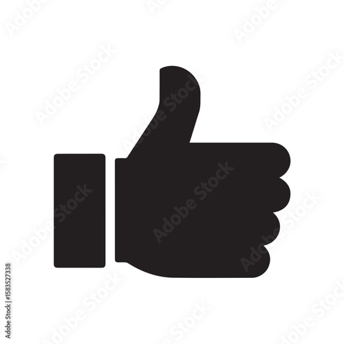 Thumb Up Icon Flat Design for Positive Feedback and Approval - Simple Graphic Representation of Like, Agreement, and Success for Web and Print