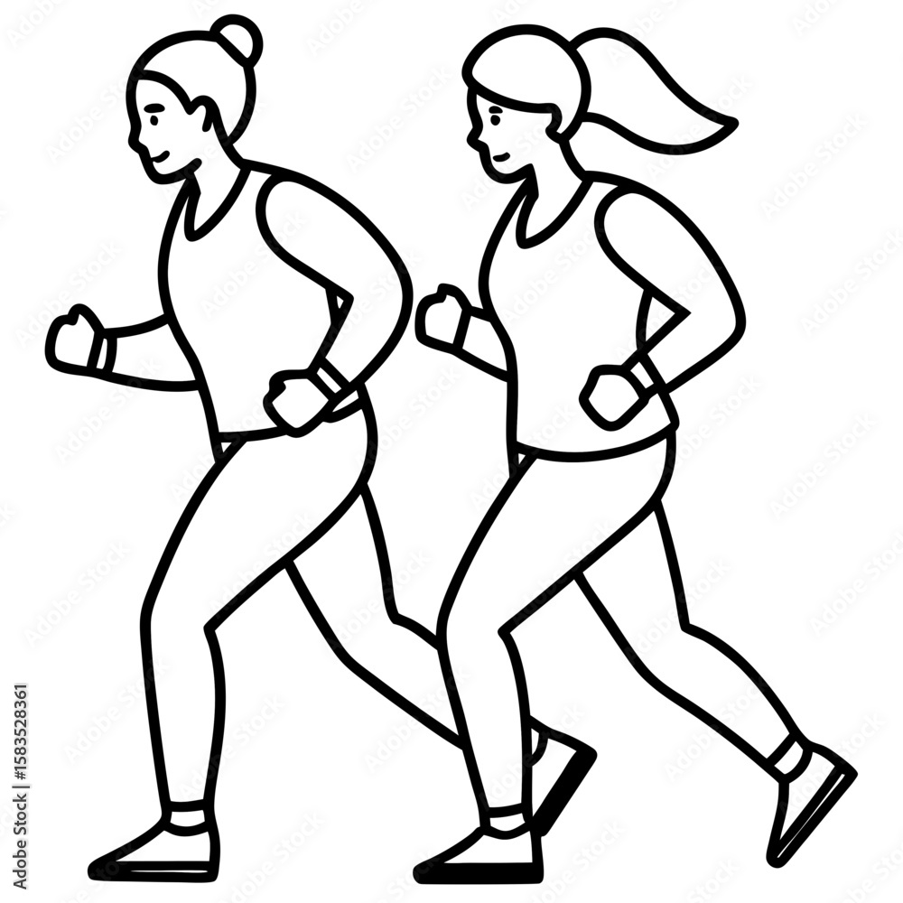 Fototapeta premium Joggers line art vector