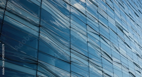 Abstract Modern Rippled Glass Facade for a Corporate Background