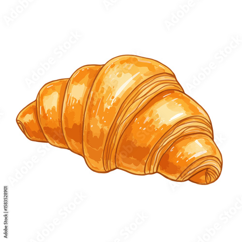 Delicious golden croissant illustration isolated on white background perfect for food and pastry des
