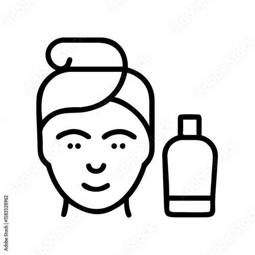 Woman uses skin care products for beauty and health