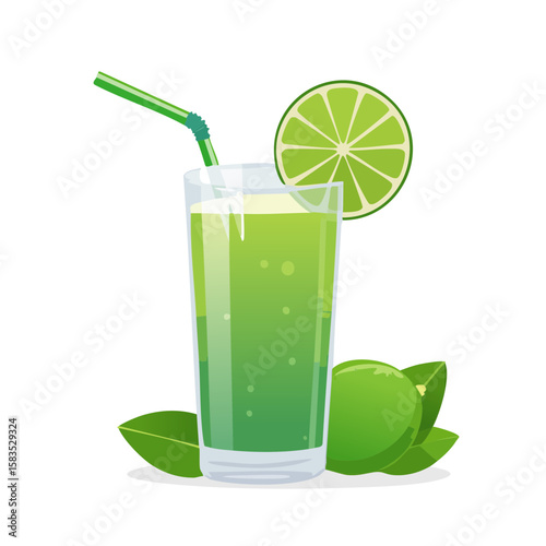 Refreshing Lime Drink Illustration for Summer