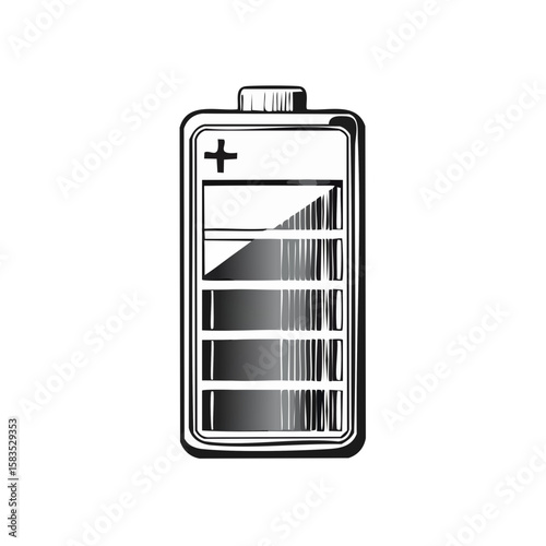 Low Battery Illustration on Black, Energy Indicator for Smartphones or Electronics, Isolated Power Symbol