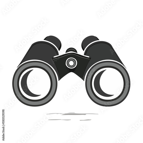 Binoculars illustration for exploration, adventure, search on a black background.
