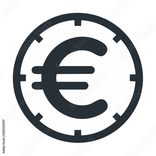 Euro currency coin icon graphic, financial symbol illustration
