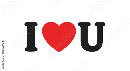 Expressing affection with a simple heart symbol and letters I and u for romantic love declarations