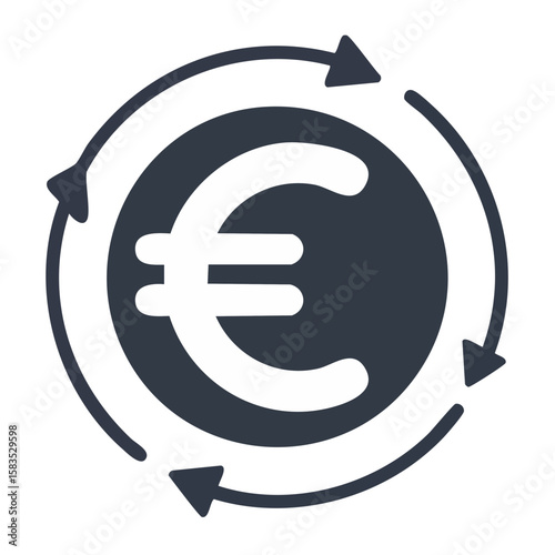 Euro Symbol with Circular Arrows Illustrating Currency Exchange and Money Flow