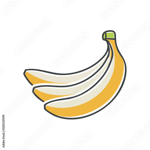 Cartoon Bunch of Yellow Bananas on Black Background - Tropical Fruit Icon