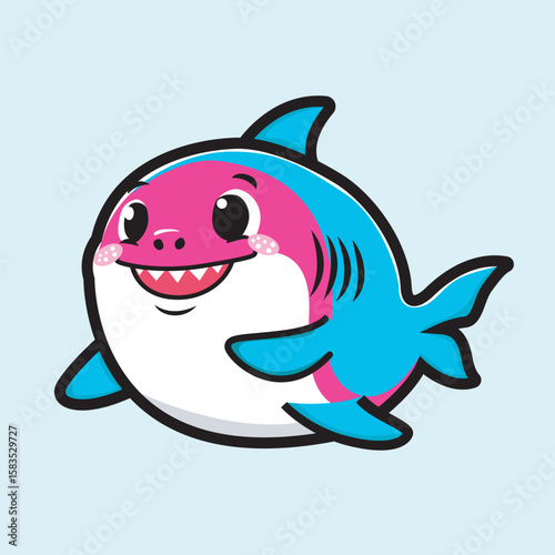 cute shark in kawaii style for kids T-shirt