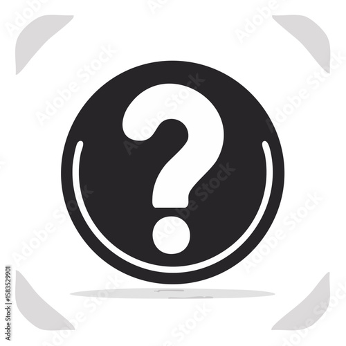 Question mark icon in white on dark gray circle illustration symbol sign query problem solving finding solution help doubt confusion