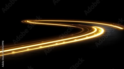 Golden road curves through dark night