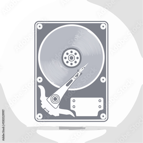 Hard disk drive illustration Internal computer data storage device Vector design for presentations or educational purposes