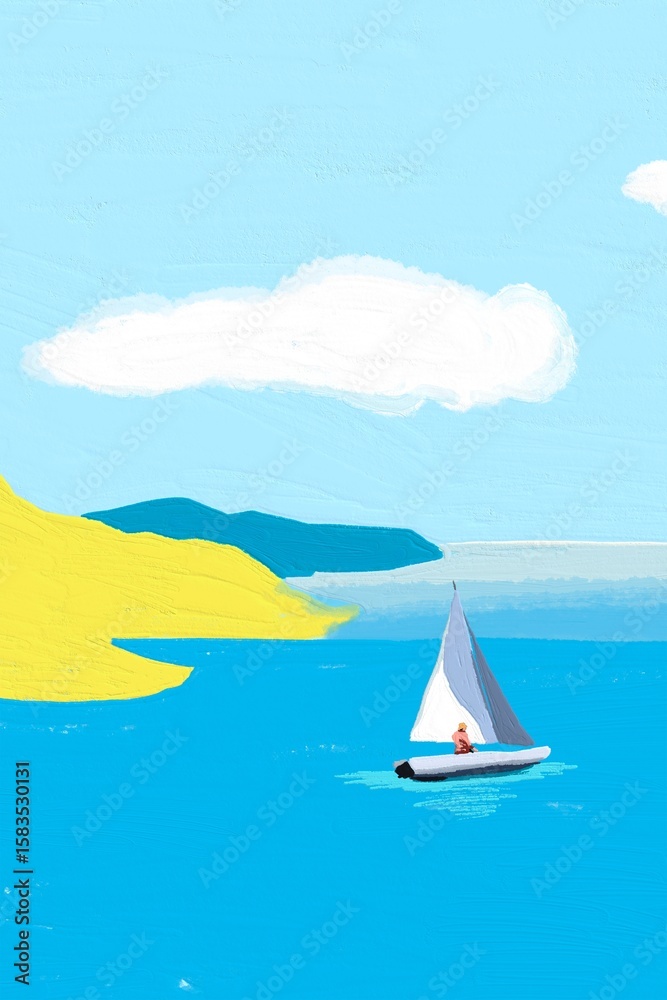 Naklejka premium Paint brush ocean background, acrylic painting exploration design