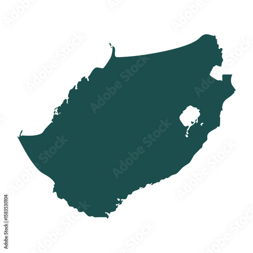 Abstract Teal Land Mass with White Inlay Isolated on Black Background Illustration