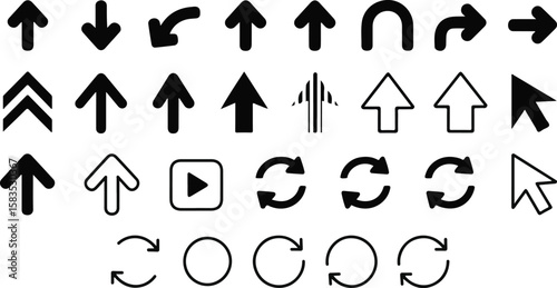 Arrow Icon Set Vector Illustration Showing Directional Symbols for Web and Interface Design