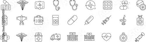 Vector art of medical and healthcare icons for health services