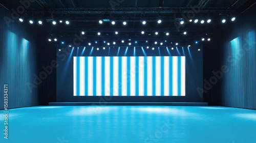 Empty, brightly lit, modern performance space