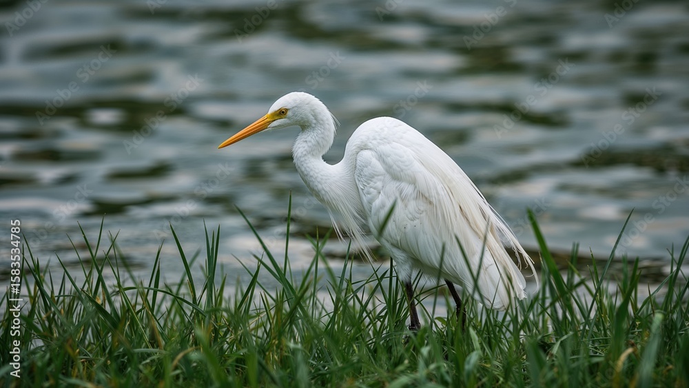 Obraz premium Macro shot of a small white wading bird