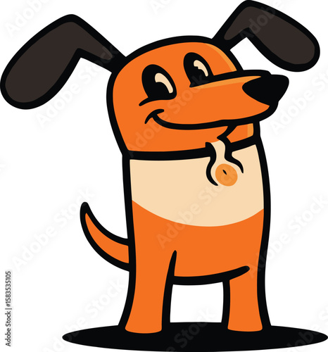 cute dog mascot with happy face and collar