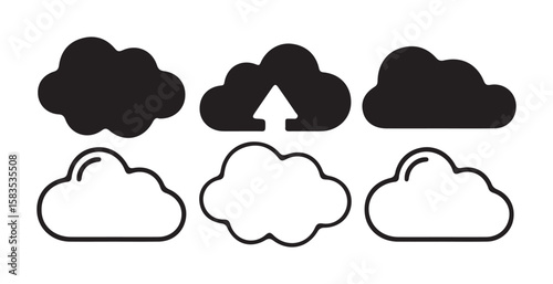 clouds set. Minimal icon, Black solid silhouette cloud icon. vector illustration eps10