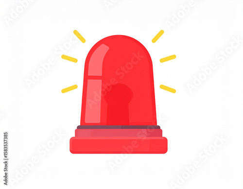 A bold red emergency siren illustration isolated on white background suggesting urgency and immediate attention needed for situations