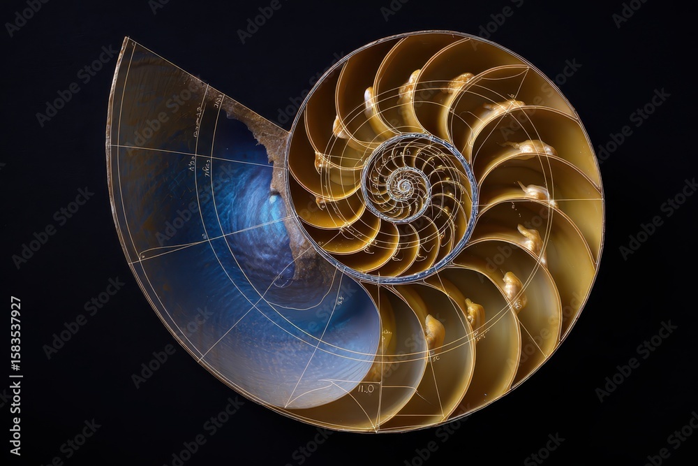 Obraz premium Chambered nautilus shell with spirals