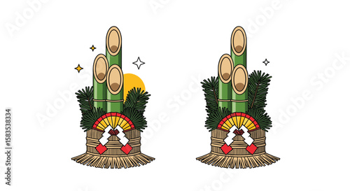 Traditional japanese kadomatsu new year decoration symbolizing good fortune and prosperity