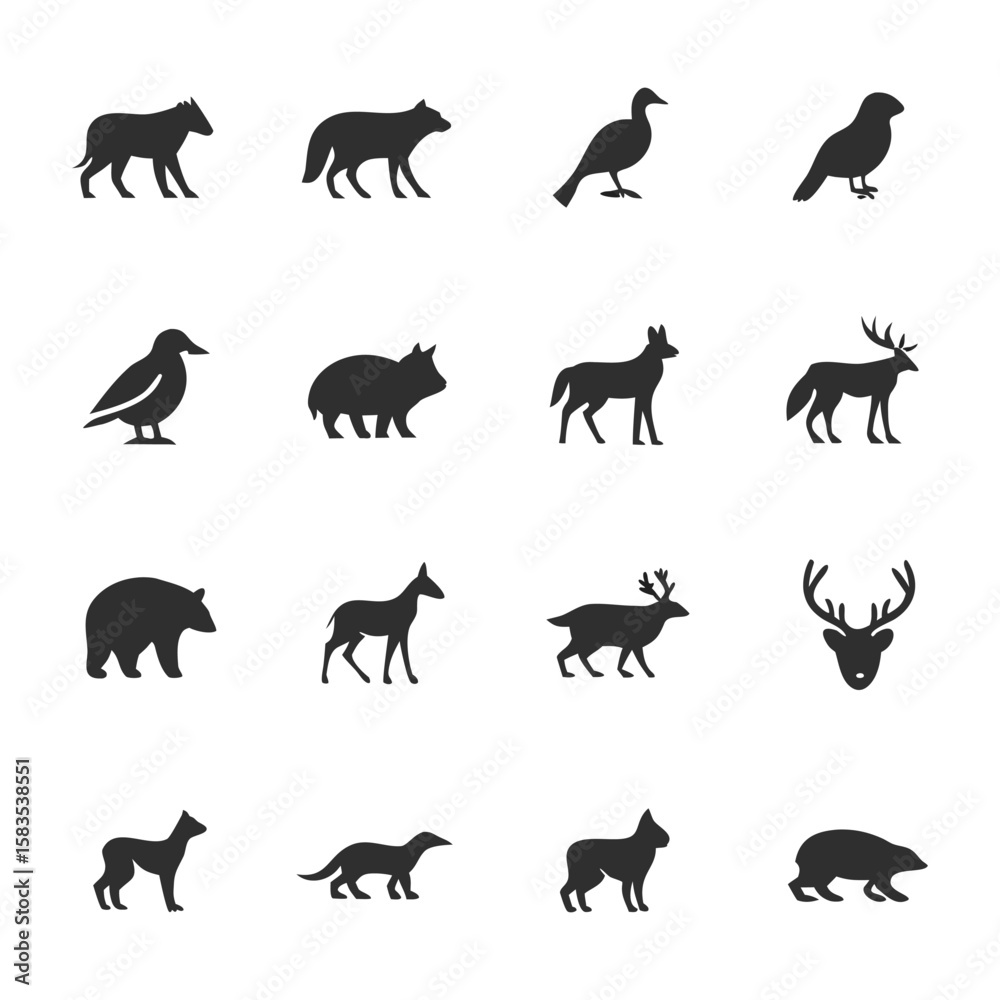 Fototapeta premium set of animals silhouettes