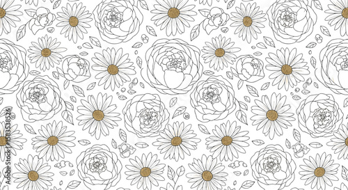 Delicate golden flower petals scattered across a white textured background creating an artistic organic pattern