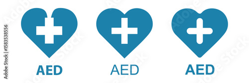 AED Symbols, Defibrillator Icons, Emergency AED Signs