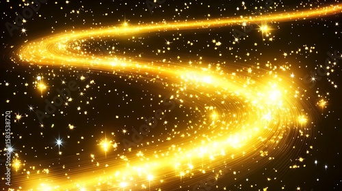 Golden star trail through space