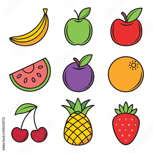 set of fruits and berries